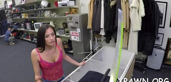  Horny gal has sex in shop